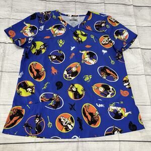 Disney Villains Scrub Top Womens Size Large Ursula Maleficent Scar Hades Cruella